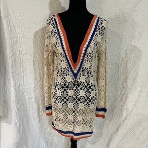 OndadeMar Crochet V-Neck Swim Cover Up, size small